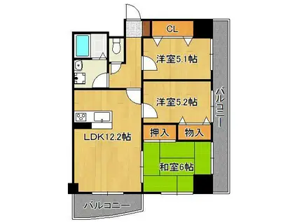 第壱上野マンション(3LDK/7階)の間取り写真