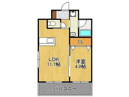 ラフィーネ金田(1LDK/3階)の間取り写真