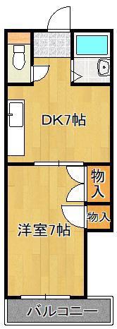 ハイツフクダ(1DK/1階)の間取り写真