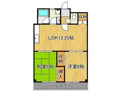 フレール清水(2LDK/2階)の間取り写真