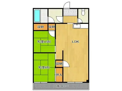 木本ビル(2LDK/4階)の間取り写真