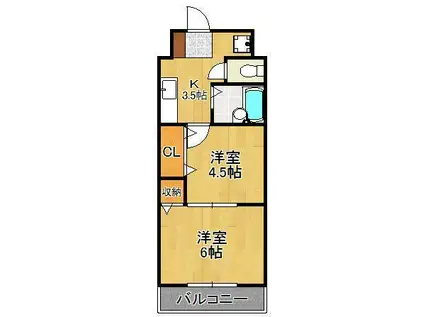 ロイヤルM(2K/3階)の間取り写真