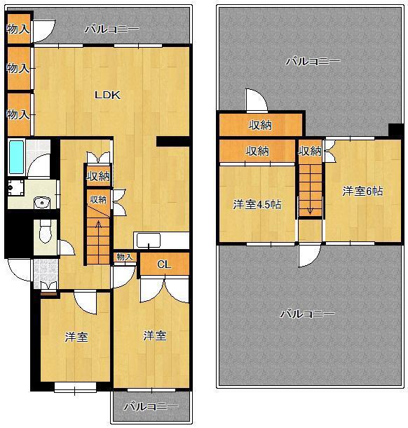 エメラルドマンション南小倉C棟(4LDK/4階)の間取り写真