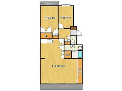 エメラルドマンション南小倉C棟(2LDK/3階)の間取り写真