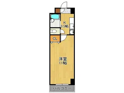 アヴィニール清水(1K/8階)の間取り写真