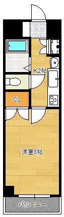 19-CUBE(1K/2階)の間取り写真