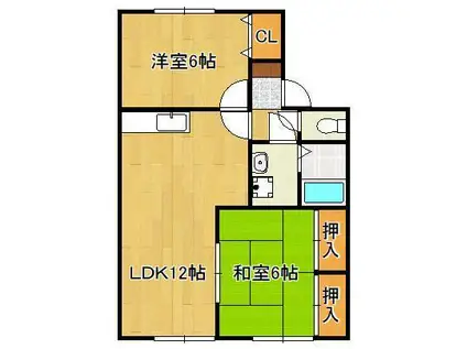 ニューセジュール緑ヶ丘(2LDK/1階)の間取り写真