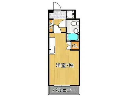 カルチェ・ブラン(ワンルーム/3階)の間取り写真