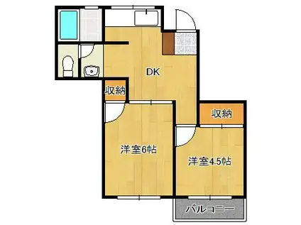 西小倉129(2DK/4階)の間取り写真