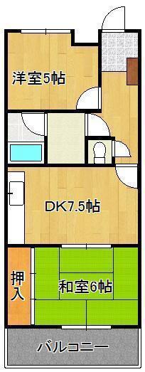サンシャイン諸藤(2DK/5階)の間取り写真