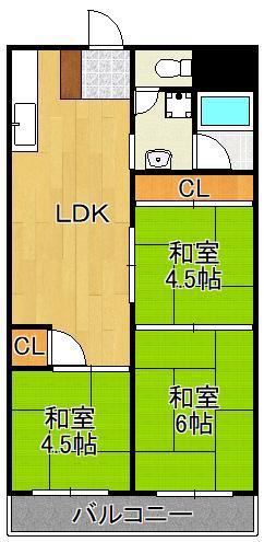 田町ビル(3LDK/5階)の間取り写真
