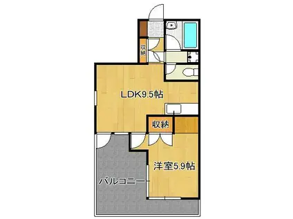 プリモレガーロ金鶏(1LDK/3階)の間取り写真