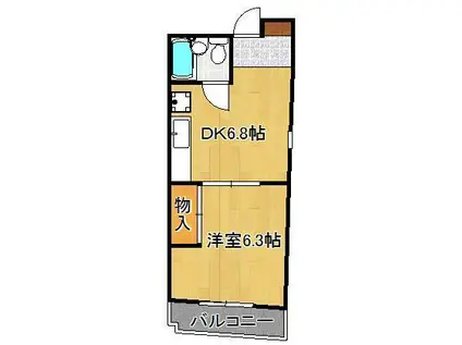 プリモレガーロ金鶏(1DK/3階)の間取り写真