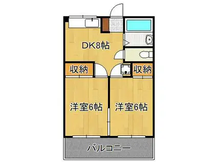 GRAND-RESIDE PHOENIX(2DK/2階)の間取り写真