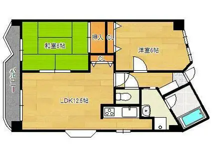 ピュアライフビル(2LDK/5階)の間取り写真