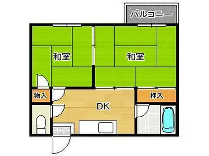 サースト・コーポ(2DK/2階)の間取り写真