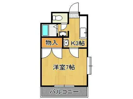 シャトー森Ⅴ(1K/5階)の間取り写真