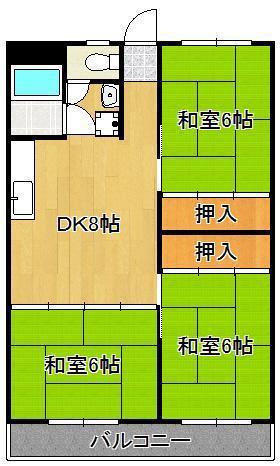 ベルガ熊谷(3DK/2階)の間取り写真