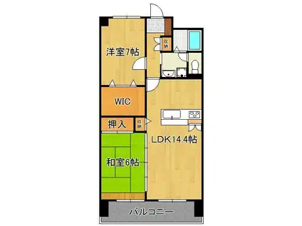 シャトレ大手町S棟(2LDK/11階)の間取り写真