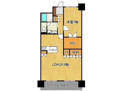 シャトレ大手町S棟(1LDK/7階)の間取り写真