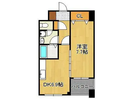 MDIインターフェイス竪町(1DK/3階)の間取り写真