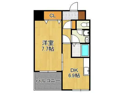 MDIインターフェイス竪町(1DK/5階)の間取り写真