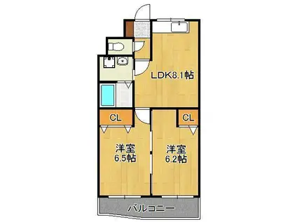 コートハウス大手町(2LDK/9階)の間取り写真