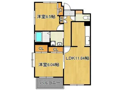 高峰ポロニア(2LDK/4階)の間取り写真