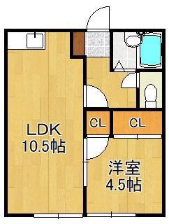 ドムス緑ヶ丘(1LDK/2階)の間取り写真