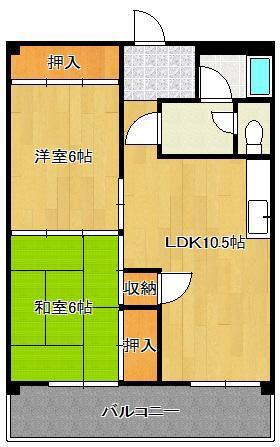 コーポ三好(2LDK/3階)の間取り写真