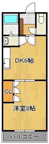 コーポ美生 2(1DK/2階)の間取り写真