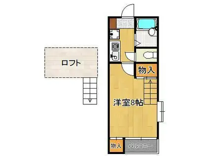 ディアコートカネト(1K/2階)の間取り写真