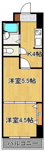 ギャラン南小倉(2K/13階)の間取り写真