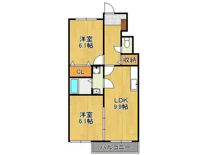 サンリマーレ(2LDK/1階)の間取り写真
