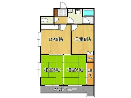 ロイヤルハイツ明石(3DK/6階)の間取り写真