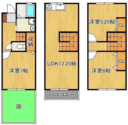 AZURE日明(3LDK/1階)の間取り写真