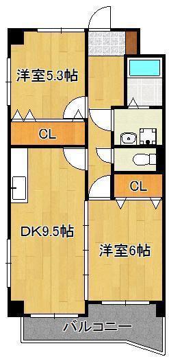 アテッサ南小倉(2DK/7階)の間取り写真