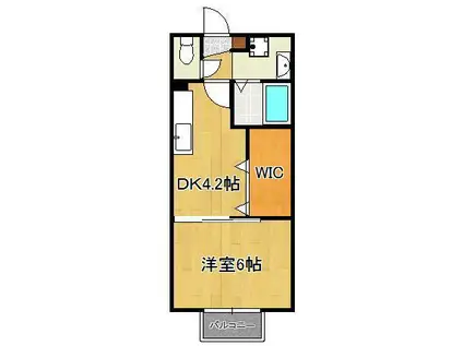 ファープレイス小倉西A棟(1DK/2階)の間取り写真