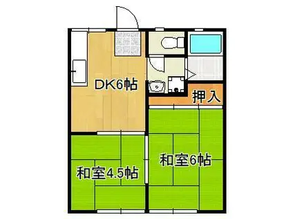 パナハイツ緑ヶ丘Ⅱ(2DK/1階)の間取り写真