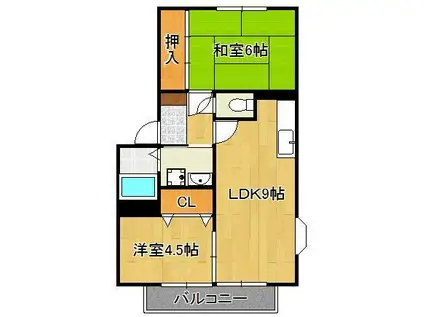 ソレジオ井堀(2LDK/2階)の間取り写真