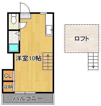 オアシス下到津2A棟(ワンルーム/2階)の間取り写真