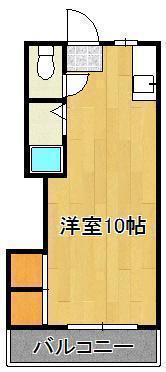 オアシス下到津2B棟(ワンルーム/1階)の間取り写真