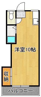 オアシス下到津2B棟(ワンルーム/1階)の間取り写真