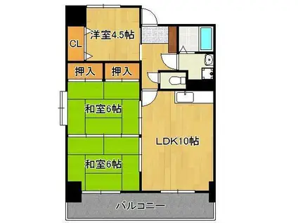 イエローマンション小倉(3LDK/11階)の間取り写真