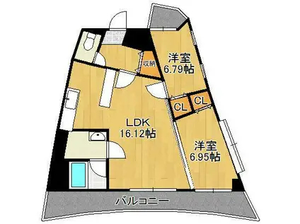 BRIS中井(2LDK/9階)の間取り写真