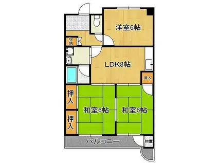 グッタープラッツ緑ヶ丘1番館(3LDK/1階)の間取り写真