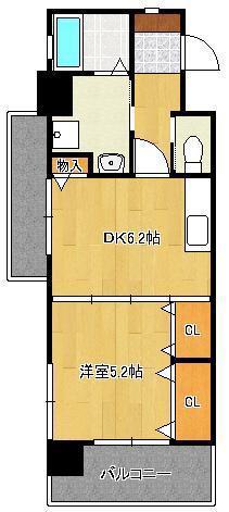 ミーナ原町(1DK/8階)の間取り写真