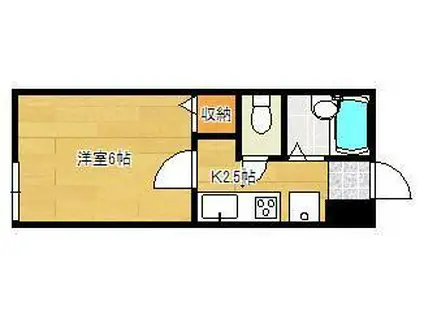 MOON朝日ヶ丘B棟(1K/2階)の間取り写真