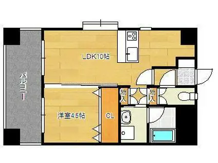 LEON下到津(1LDK/2階)の間取り写真