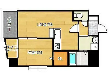 サンシャイン・マリンズ井堀(1LDK/2階)の間取り写真